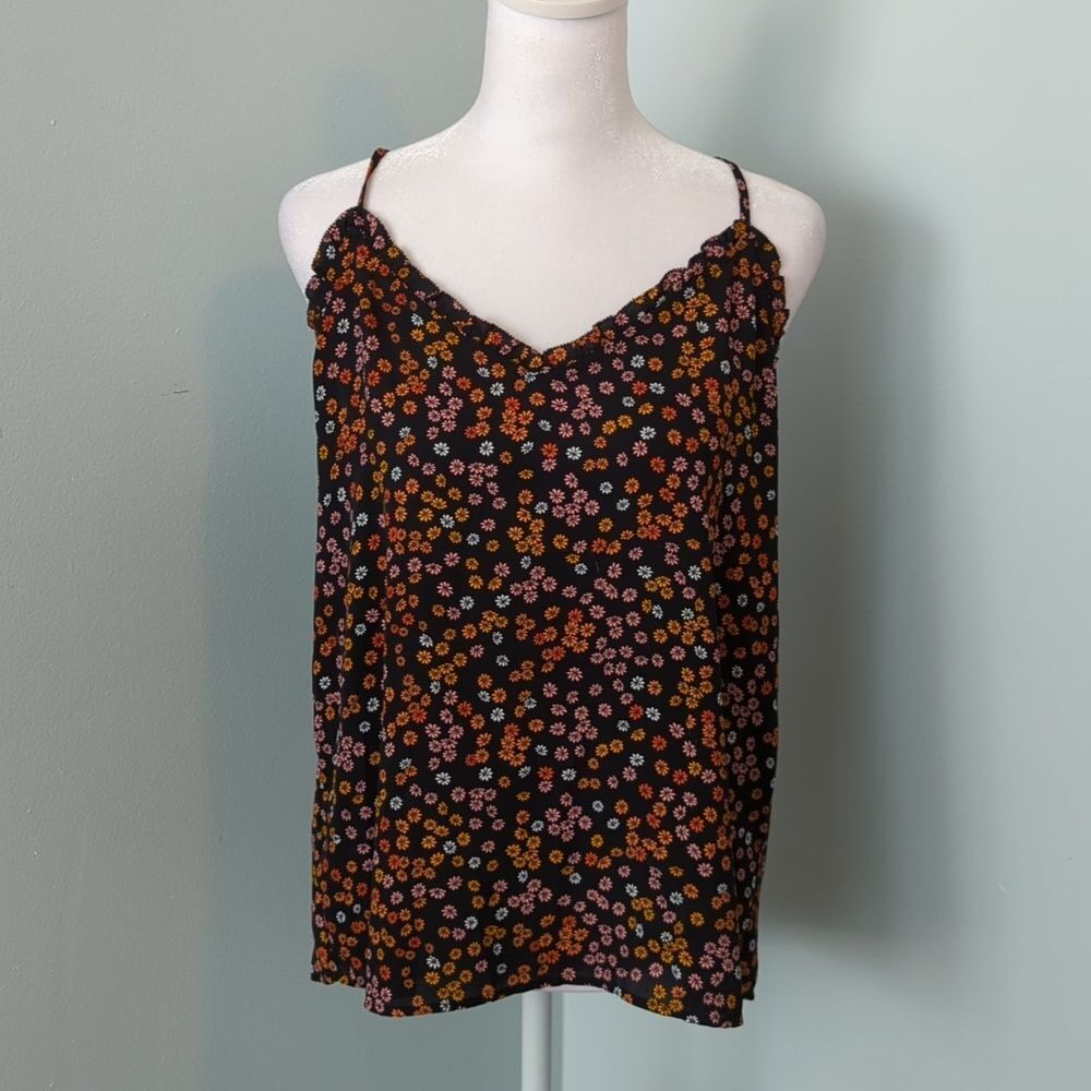 Loft Blue Daisy Floral Ruffle Cami Top - Picture 3 of 8